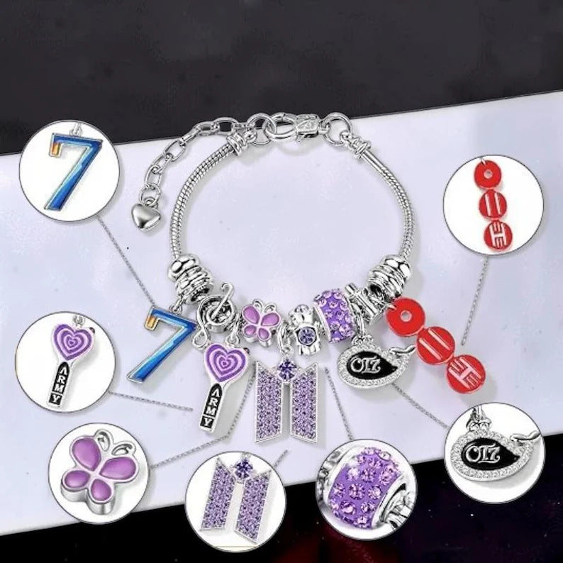 BT21 Whale Charm Pendant Bracelet — BTS Cartoon Style