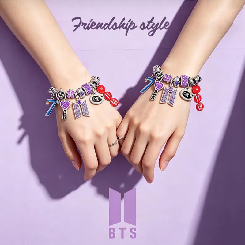 BTS OT7 ARMY Beaded Bracelet — Whale Charm Cartoon Style